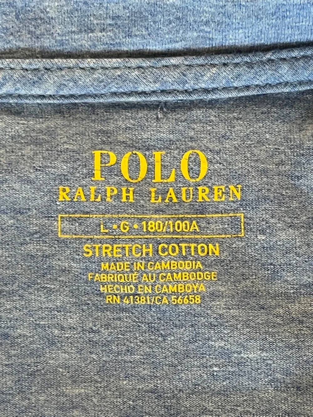 Polo Ralph Lauren Grey S/S Tee w/Logo on Front Pocket T-Shirt Men's Large